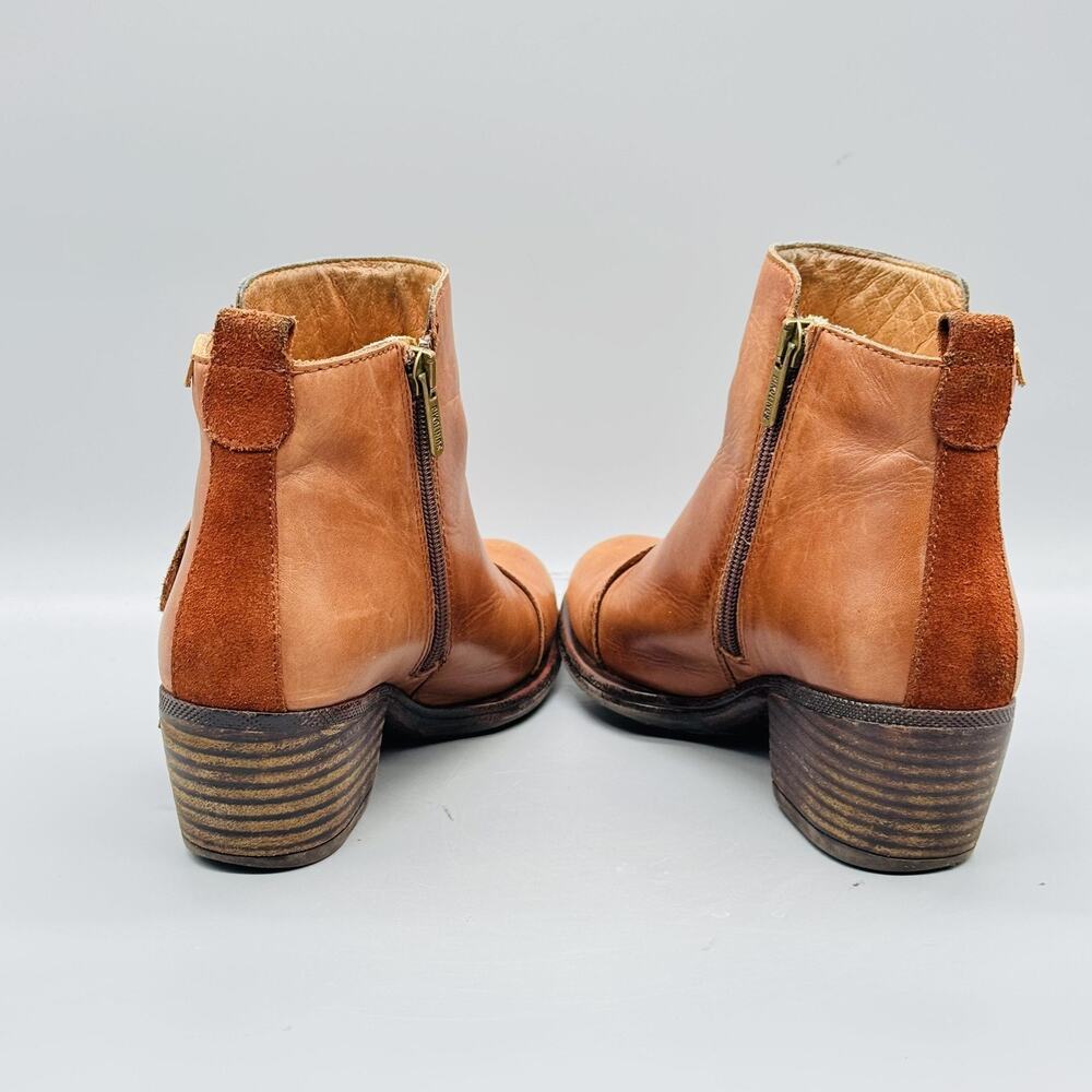 Pikolinos Boots Womens 6.5 Brown Leather Ankle Tassel Zip Block Heel Booties - Picture 6 of 10
